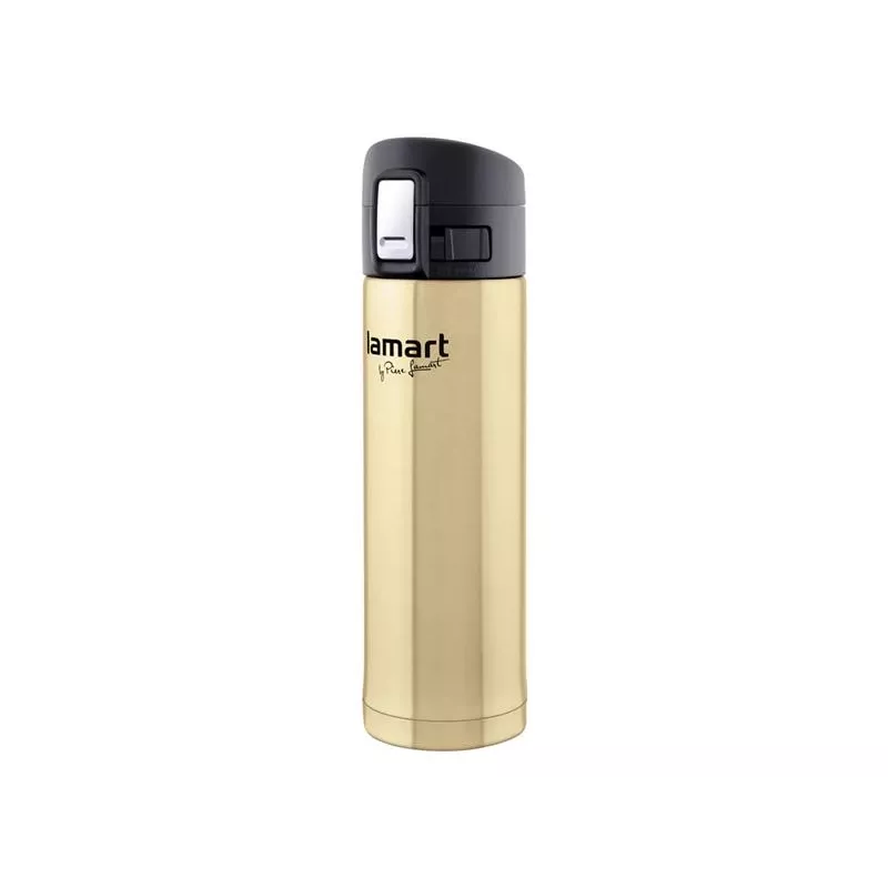 Vacuum Flask LAMART LT4009 420 L Gold, stainless steel interior, button-press opening, Ø 6.4 cm