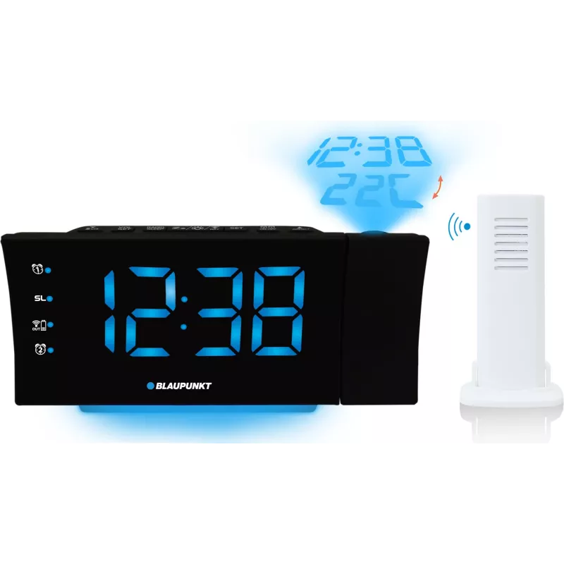 Blaupunkt CRP81USB Clock Radio with Projection and USB Charging, Black