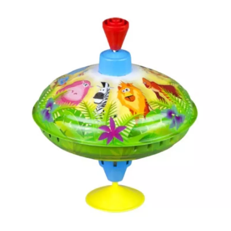 Spinning top Lena Humming top Wild animals 16 cm — wooden spinning toy by Lena, 16 cm diameter