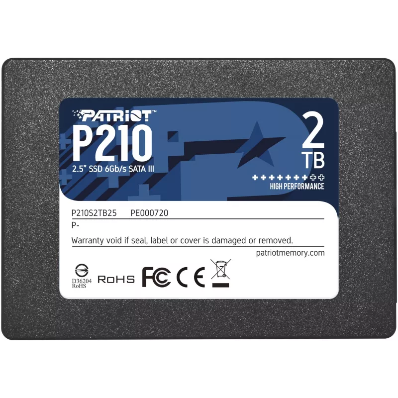 2.5 inch SATA III SSD PATRIOT P210 2 TB — 500 MB/s read, 400 MB/s write, 7 mm