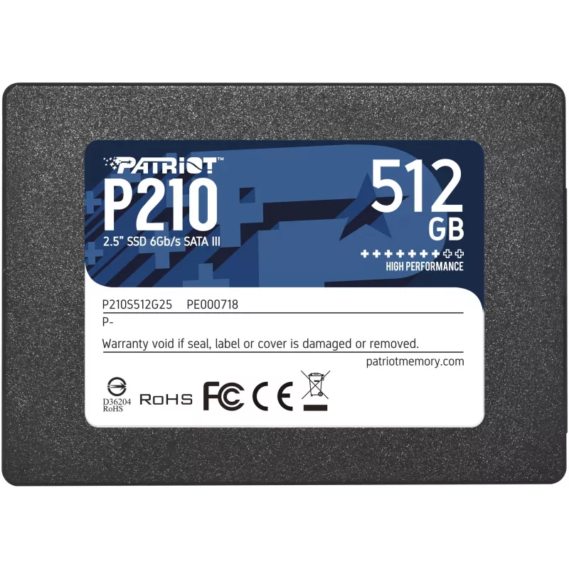 2.5 inch SATA III SSD PATRIOT P210 512 GB — 500 MB/s read, 400 MB/s write