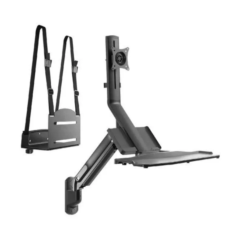 Wall-mount workstation MACLEAN MC-838 with gas spring for monitor, keyboard and PC