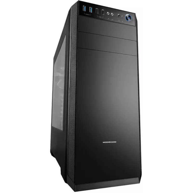 PC Case MODECOM Oberon Pro Midi Tower — black, supports ATX/microATX/ITX, 7 expansion slots, up to 395 mm GPU, 5 HDD/3 SSD bays