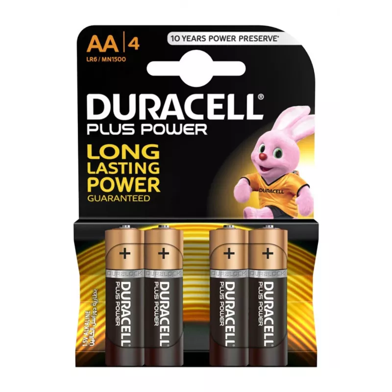 Duracell Plus AA/LR6 alkaline batteries, 4 pack
