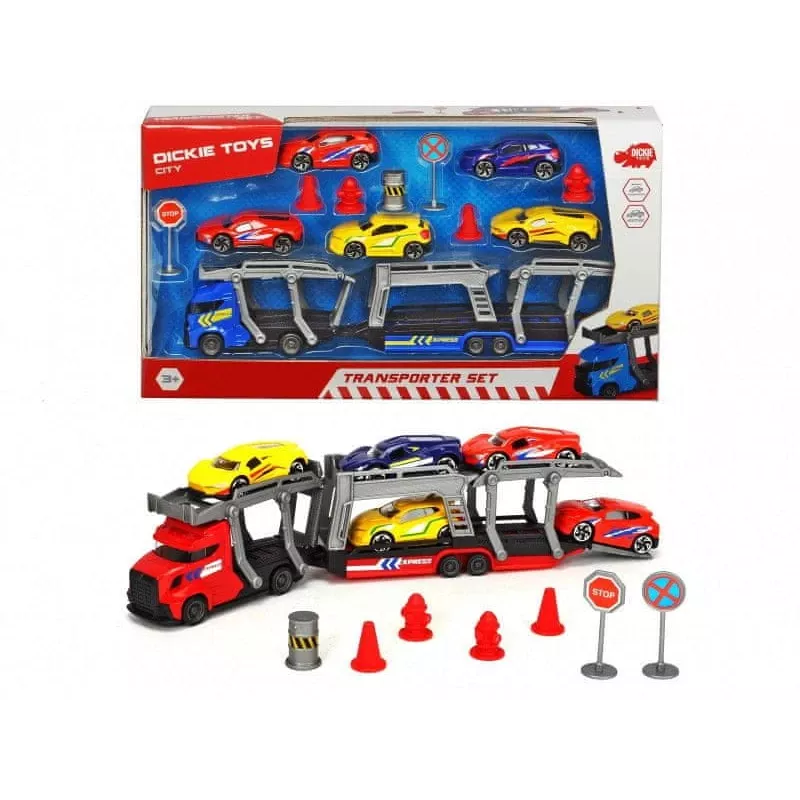 Mechanical toy set Dickie City Set 203745012 with vehicles and accessories