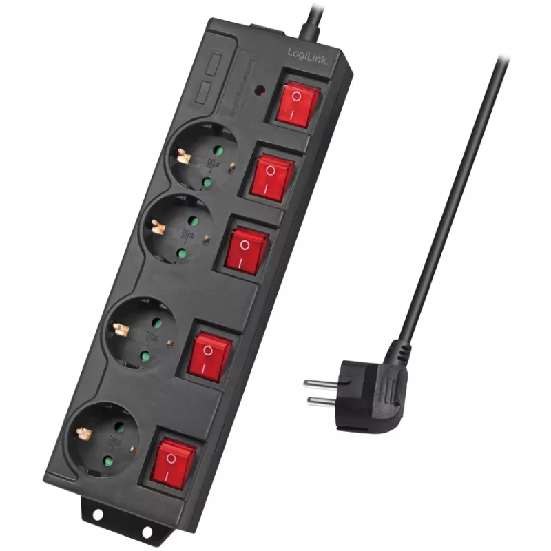 Power Extension LogiLink LPS251 1.5m 4 AC Outlets Indoor Black