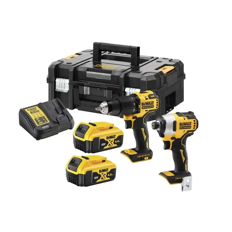 Cordless power tool combo kit DeWalt DCK2062M2T — 18V, DCD709 drill + DCF809 1/4 inch impact driver, 2×4.0Ah batteries, TSTAK II case