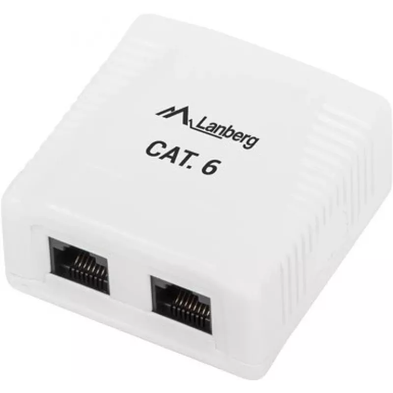 LANBERG Outlet Box RJ-45 Cat6 OU6-0002-W white, 2 sockets, 30×54×57 mm