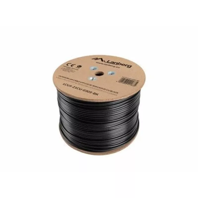 Network cable LANBERG Cat5e U/UTP LCU5-21CU-0305-BK, 305 m, 24 AWG, PVC jacket, black