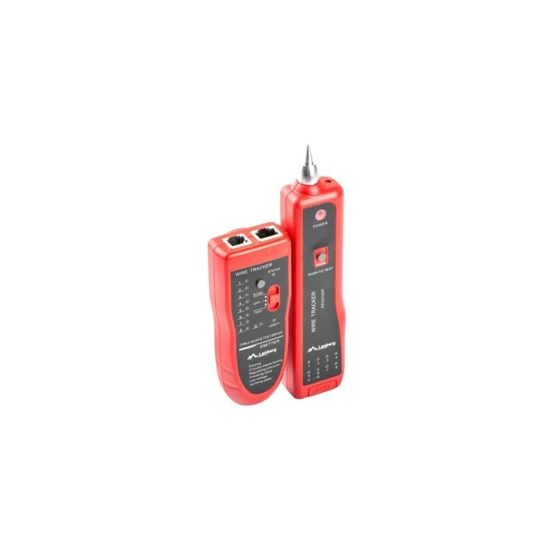 LANBERG network cable tester NT-0501 — RJ-11/RJ-12/RJ-45 support, max length 250 m, built-in battery, LED indicators, black