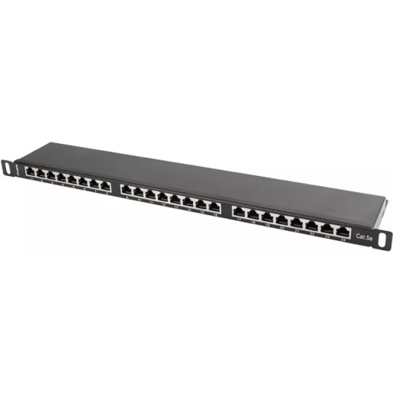 Lanberg PPS5-0024-B 24-Port CAT5e Shielded Patch Panel 0.5U 19 inch Rack Mount Black