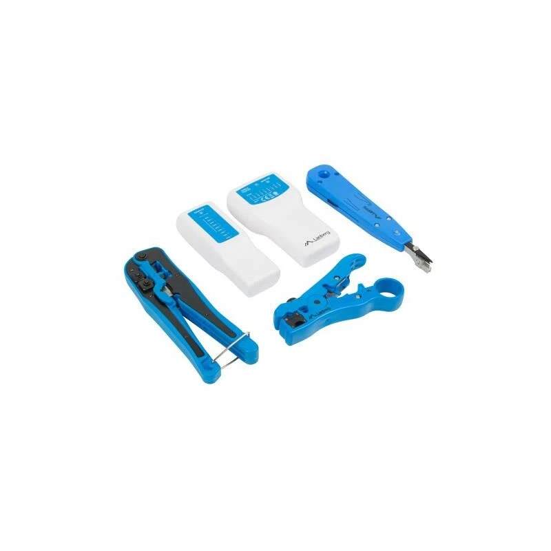 LANBERG Cable Crimper Tool Set NT-0302 — RJ-45 crimper, plastic handles, carrying case, on/off switch, multicolour