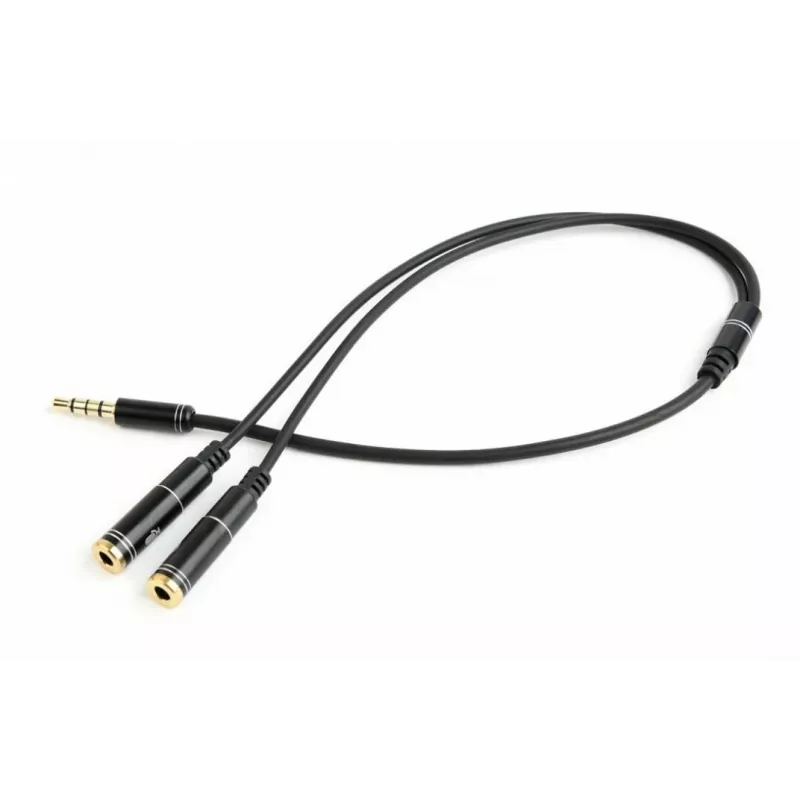 Audio adapter Gembird CCA-417M 2×3.5mm male to 3.5mm female, 0.2 m, black