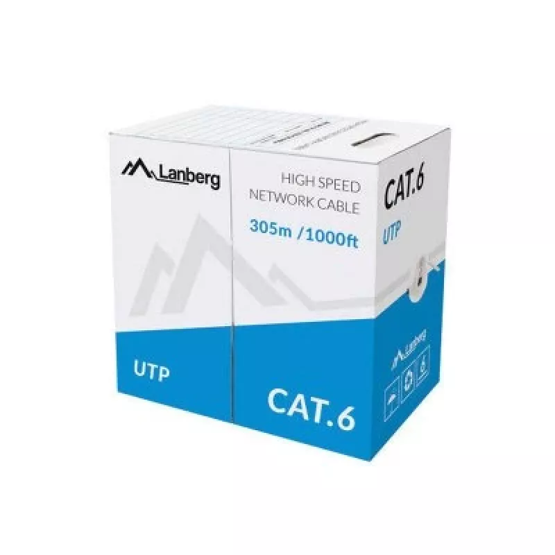 LANBERG networking cable Cat6 U/UTP LCU6-11CU-0305-S, 305 m, 23 AWG, grey, HDPE jacket