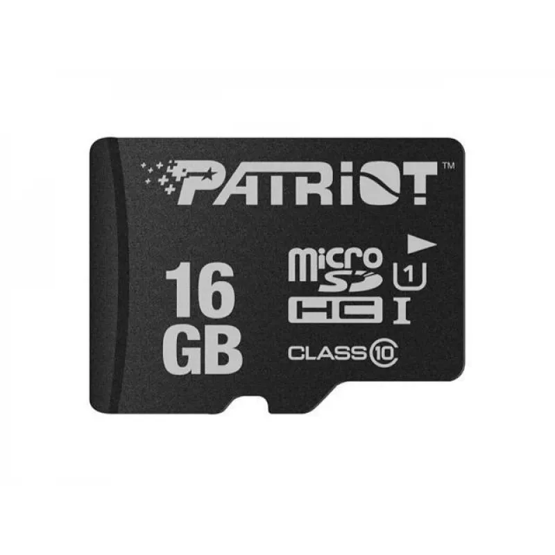 MicroSDHC memory card PATRIOT PSF16GMDC10 — 16 GB, Class 10, UHS-I (U1), 80 MB/s, black