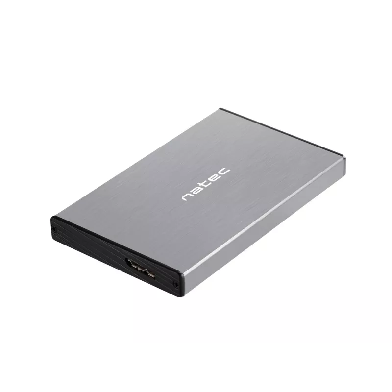 External HDD/SSD enclosure NATEC Rhino GO — 2.5 inch SATA, 9.5 mm, USB 3.0, aluminium, grey, up to 4 TB