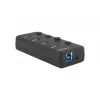USB hub NATEC MANTIS USB 2.0 Type-B — 4x USB 3.2 Gen 1 Type-A ports, black, 0.8 m cable, AC adapter, power switch