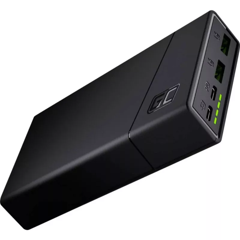 Power bank Green Cell PBGC03 20000 mAh, LiPo, 18 W output, USB-C + 2× USB-A, Quick Charge 3.0, PD, black