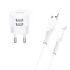 usams Charger T20 2x USB 2.1A with Lightning cable — portable USB wall charger