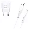Charger usams XTXLOGT18TC05 with 2x USB ports and integrated USB‑C cable, 2.1A output