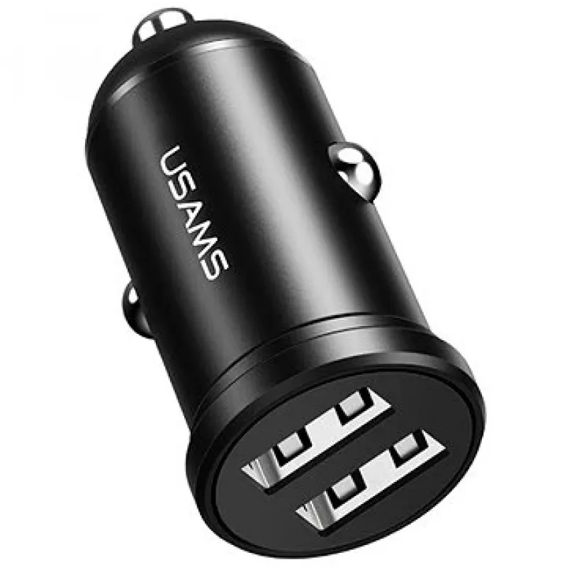 Car Charger usams USA000867 — Dual USB 2×2.4A, Black