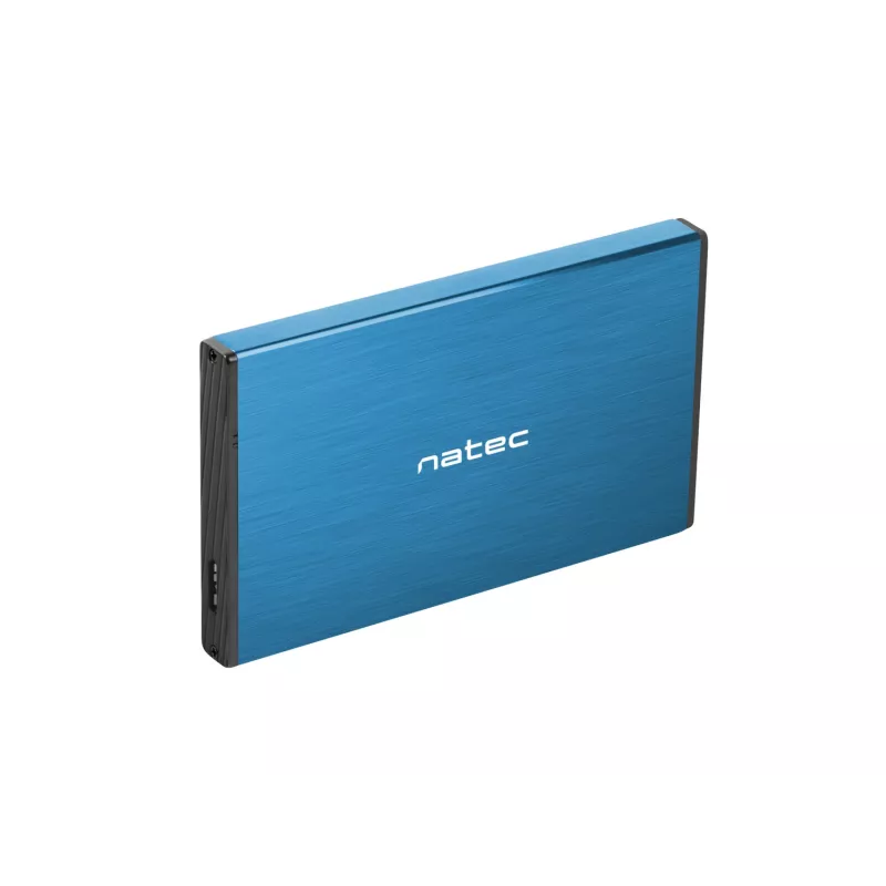 External HDD/SSD enclosure NATEC Rhino GO 2.5 inch — USB 3.0, SATA III, up to 4 TB, 9.5 mm, aluminium, blue