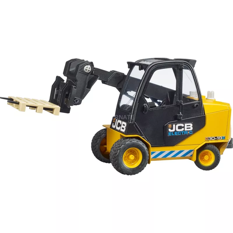 Forklift BRUDER JCB Teletruk toy — ABS, recommended age 3+, black and yellow