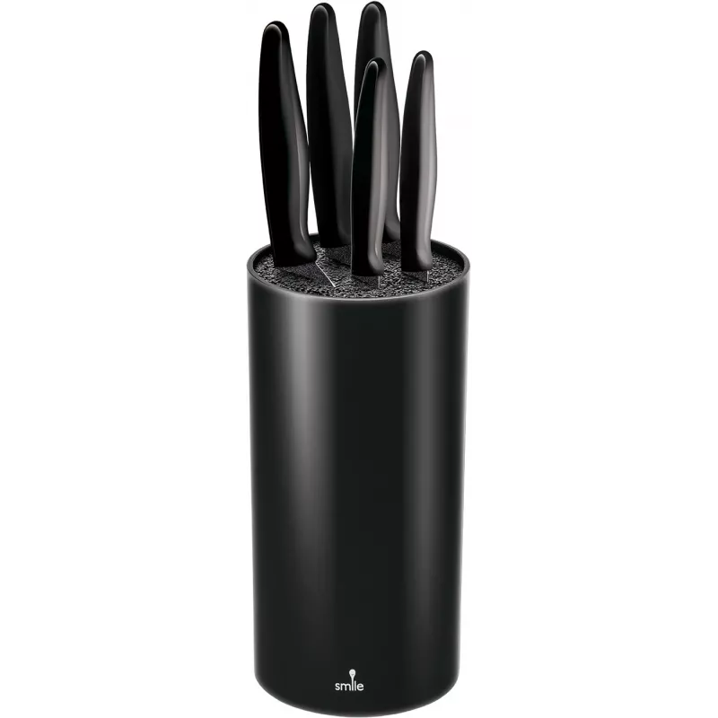 Smile Sns-3 Tacoma Kitchen Knife Set 5 Pieces Stainless Steel Non-Stick Coating Round Black