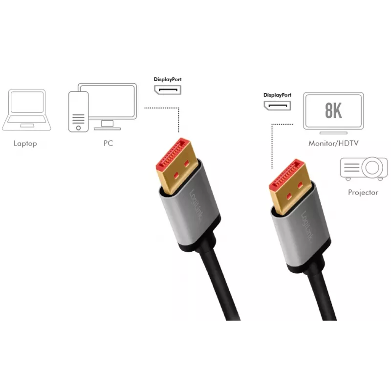 LogiLink DisplayPort cable 1 m Black Grey CDA0104