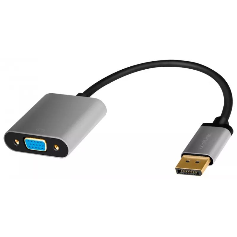 LogiLink CDA0109 Cable Gender Changer DisplayPort to VGA 0.15m Black Grey