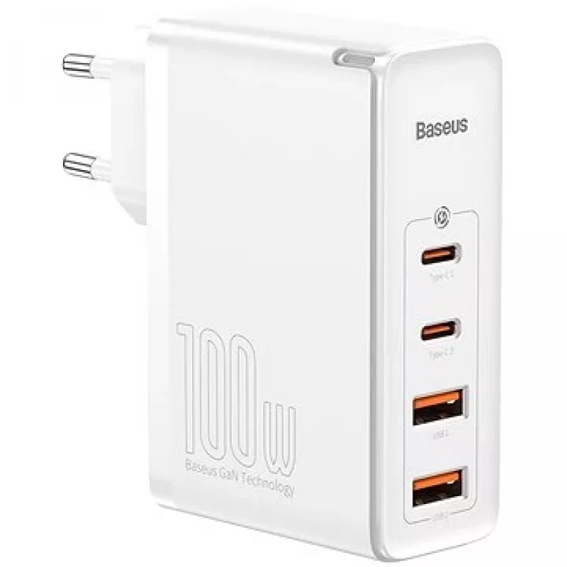 Travel Charger Baseus GaN2 Pro Quick 2x USB + 2x USB-C, 100W, EU (white)