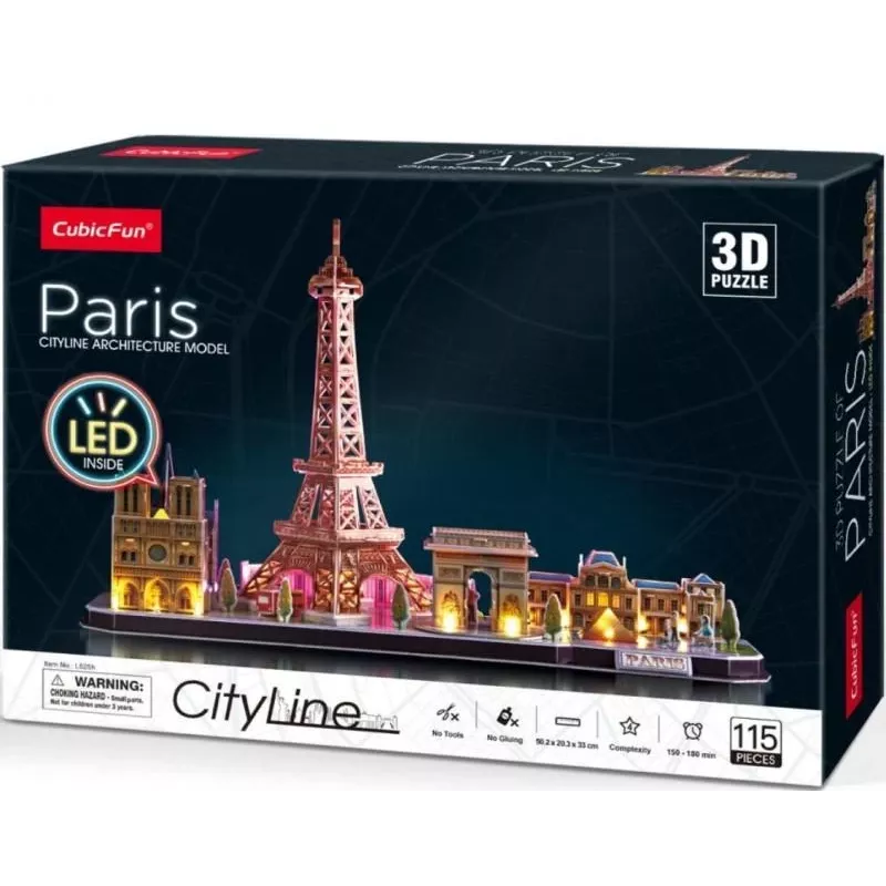 3D Puzzle CubicFun City Line Paris LED 115 pcs