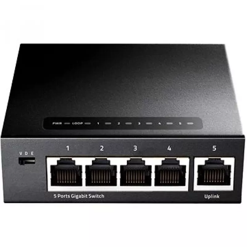 Network switch Cudy GS105 — 5‑port Gigabit Ethernet (10/100/1000), black, 5 V DC power included