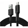 Lightning cable Green Cell KABGC18 — 2 m, Lightning to USB-A, black