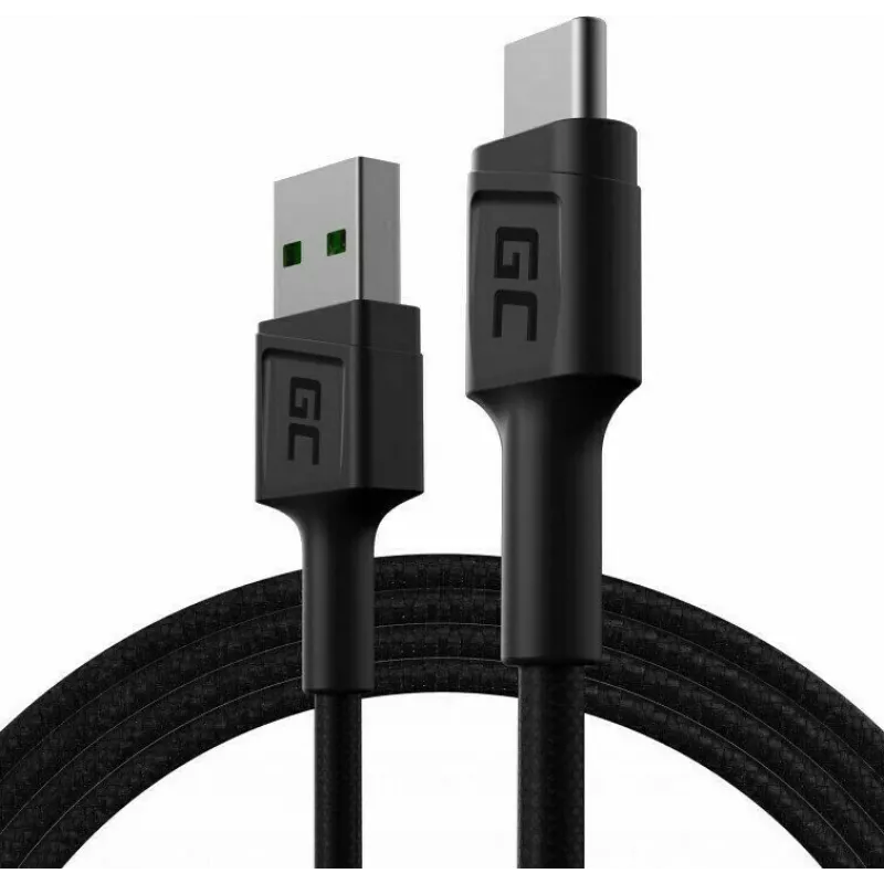 USB Cable Green Cell KABGC22 USB 2.0 1.2m USB A USB C Black