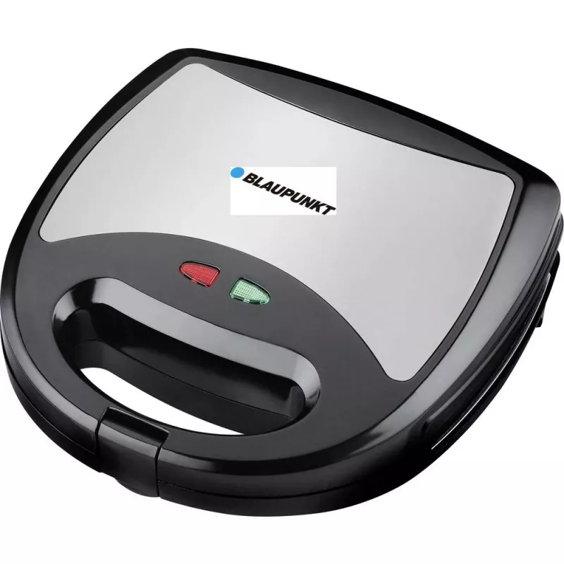 Blaupunkt SMS611 Sandwichmaker non-stick coating, grill function, toast function, cool-touch housing Black, Silver (SMS611)