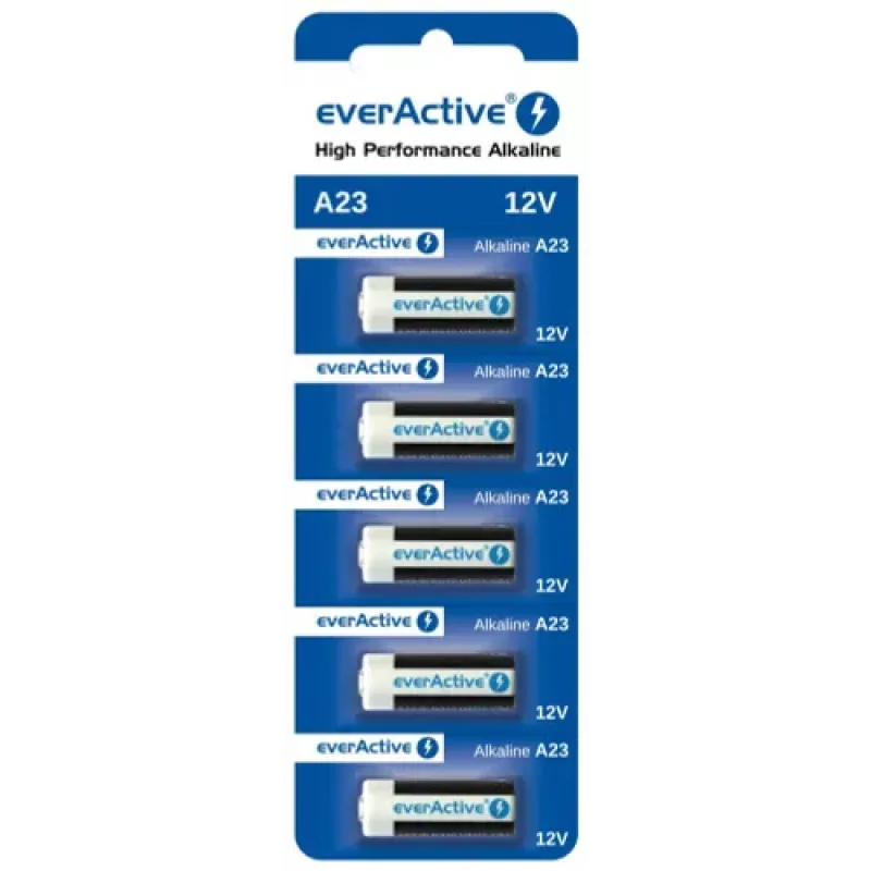 Alkaline battery pack everActive A23 12V, 5 pcs blister — for remote controls and small electronics