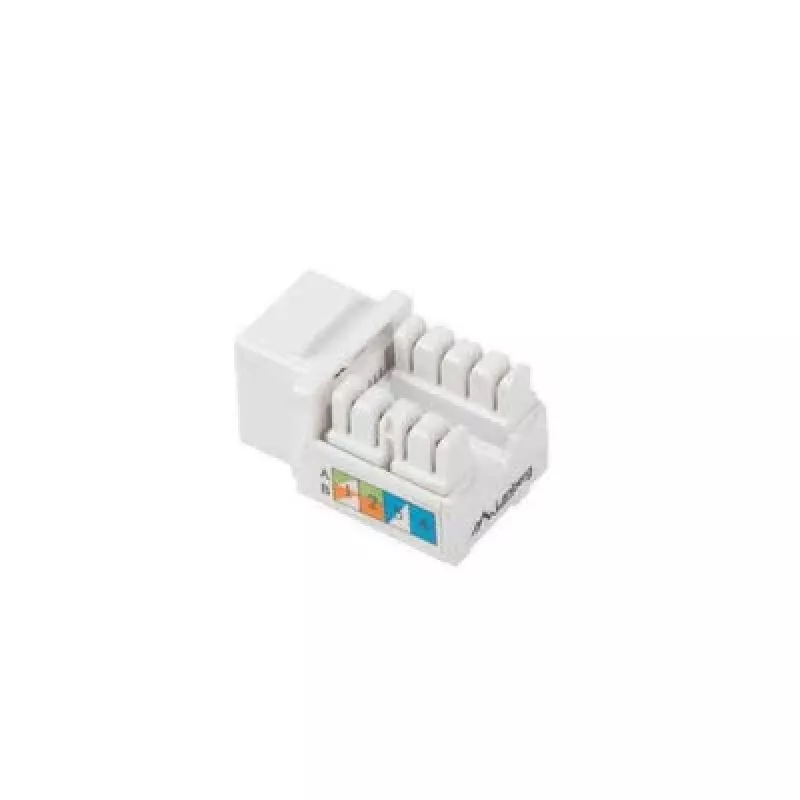Keystone module LANBERG KSU6-1090, Cat6 U/UTP flat, RJ-45 male to LSA female, AWG 22/26, 14.5×16.1 mm, white