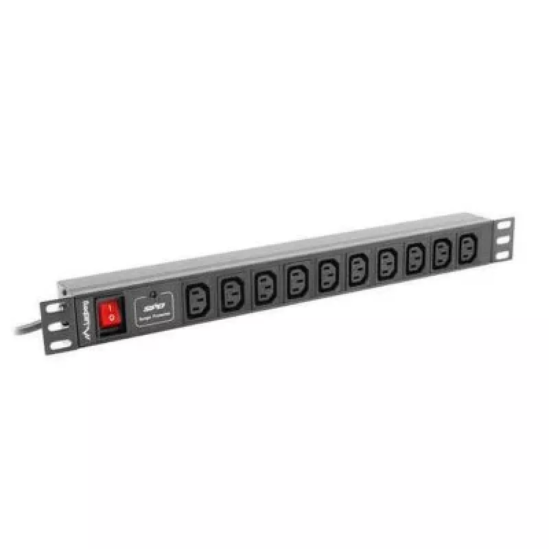 Power distribution unit LANBERG PDU-10I-0200-IEC-BK — 10× C13 outlets, 2 m cable, 10 A, 2500 W, black