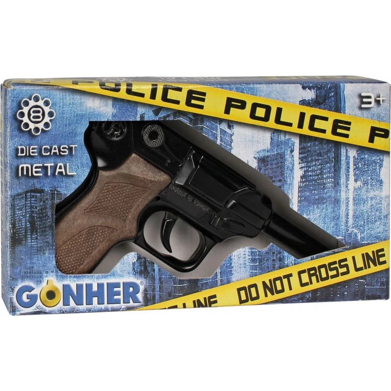 Metal toy police revolver Gonher 8-shot, metal construction, model 258441