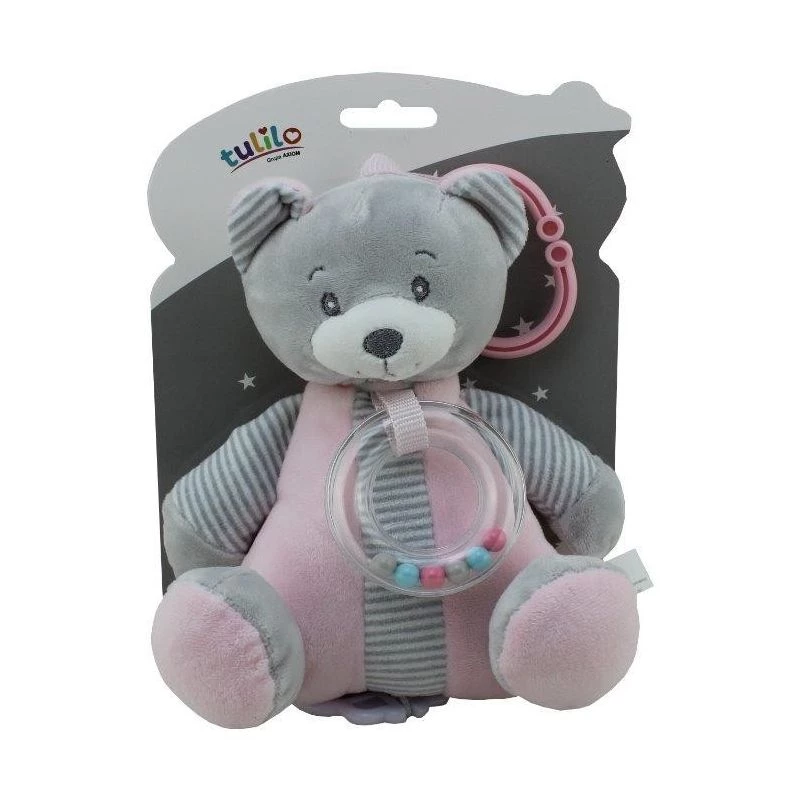 Musical Toy Box TULILO 9109 Pink Teddy Bear 18 cm - wind-up music box