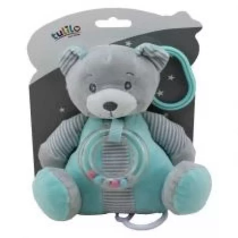 Music box TULILO Mint teddy bear 18 cm — mechanical musical toy, 18 cm height