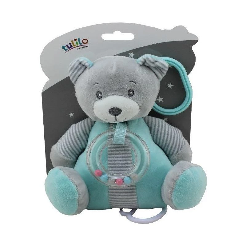 Music box TULILO Mint teddy bear 18 cm — mechanical musical toy, 18 cm height