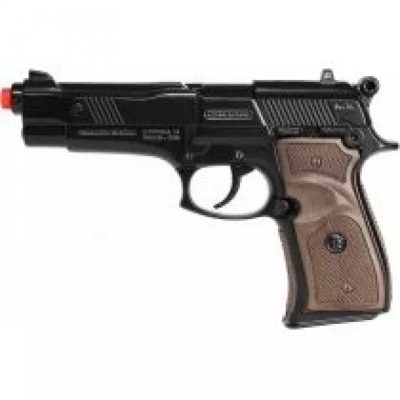 Toy metal police pistol Pulio model 15539/6 — metal construction, toy accessory
