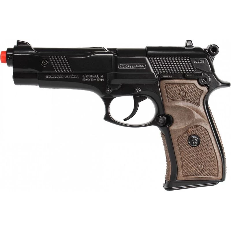 Toy metal police pistol Pulio model 15539/6 — metal construction, toy accessory