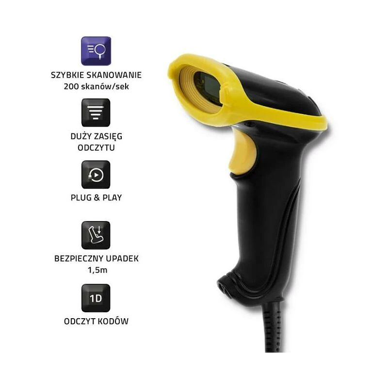 Handheld barcode reader Qoltec 50860