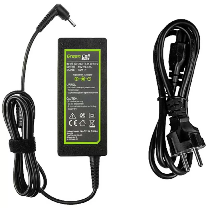 Power adapter Green Cell AD41P 65W for ASUS laptops, 19V 3.42A, indoor, black