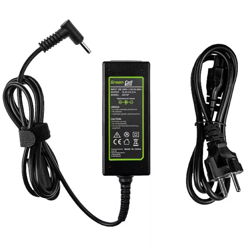 AC-to-DC Laptop Power Adapter Green Cell AD74P 45W 19.5V 2.31A Indoor Black