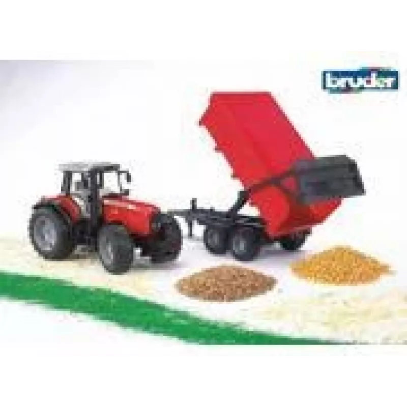 Tractor model BRUDER Massey Ferguson 7480 with tipping trailer