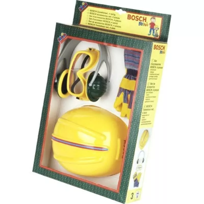 Theo Klein Bosch Accessories Set B 4PC with Helmet and Gloves for Ages 3 and Above